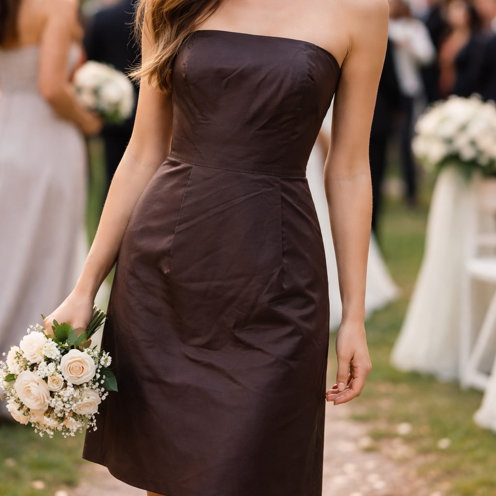 NWT ANN TAYLOR Sz 4 100% Silk Chocolate Brown Cocktail Drs Mini HoCo Prom Event